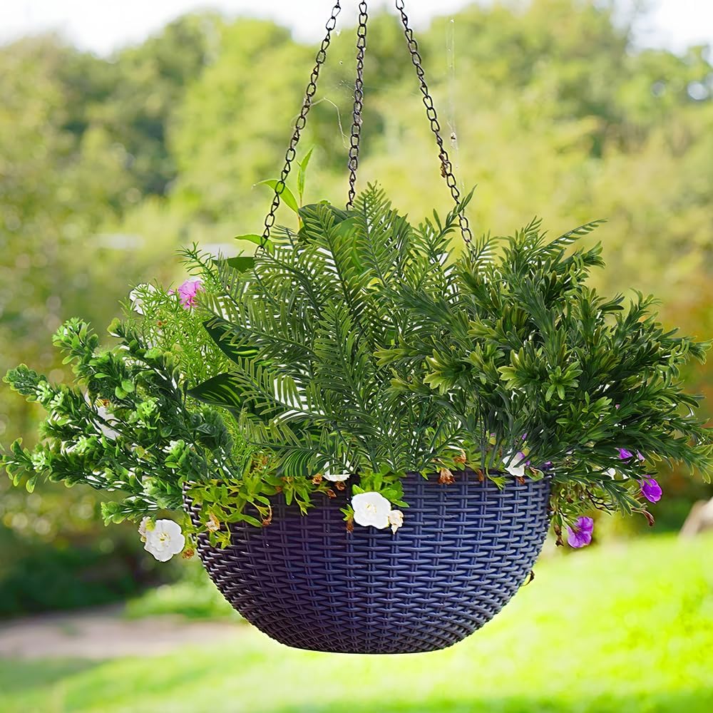 15Pcs Outdoor Artificial Plants UV Resistant Fake Plastic Greenery Spring Gra...