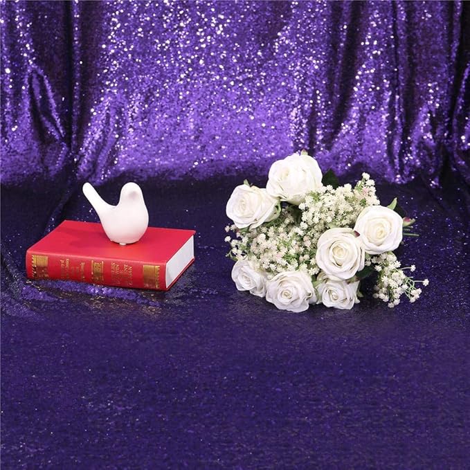 Eternal Beauty Purple Sequin Backdrop, 8x10 Ft Halloween Glitter Background Curtains for Shimmer Photography Party Wedding Birthday Back Drop Decor
