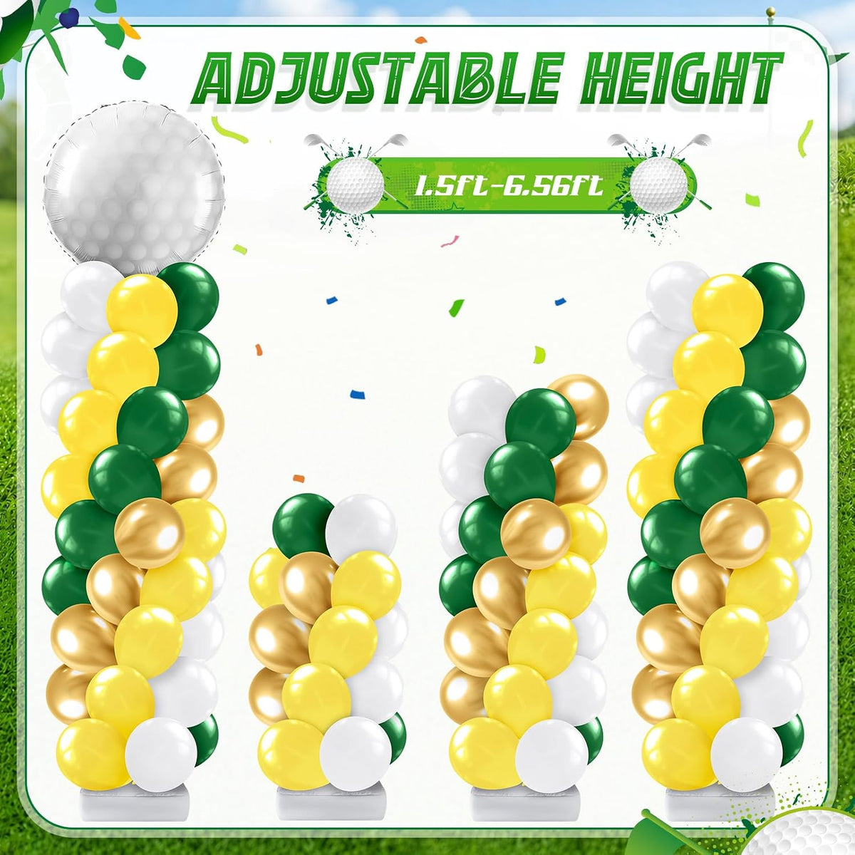 kasyat 2 sets golf balloon column stand kit showing dimensions