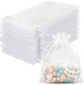 FUNFERY 100 Pcs White Organza Bags 3x4 in, Small Mesh Drawstring Gift Bags for Sachet, Jewelry, Wedding Favor, Candy Goodie Treat Bag,Easter Day
