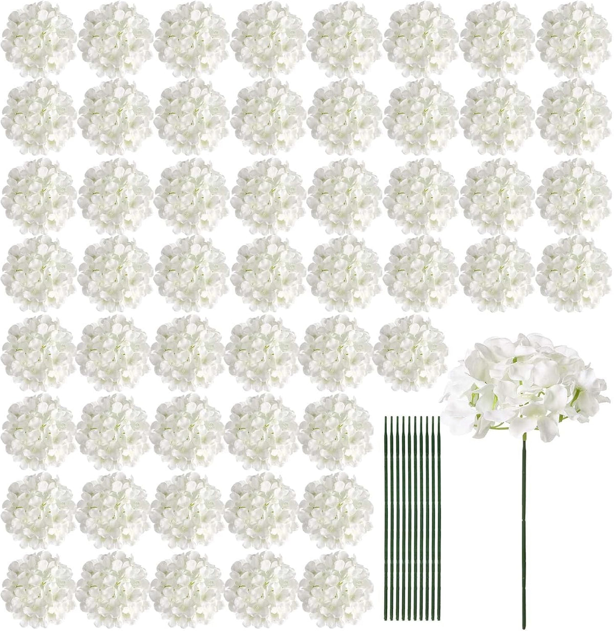auihiay 64pcs hydrangea artificial flowers bulk, silk white, main product view
