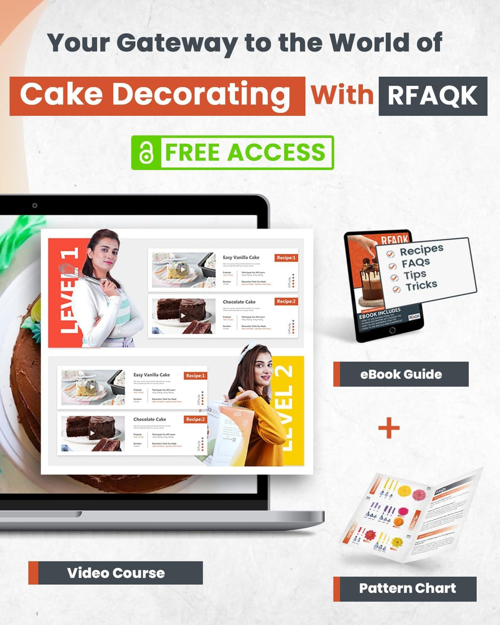 RFAQK 50PCs Cake Decorating Supplies Kit with 12" Aluminum Rotating Cake Turntable Stand, Professional Leveler, Straight & Offset Spatulas, 12 Numbered Icing Tips & Bags