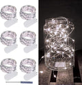 LAMPHOME 6 Pack Fairy Lights Battery Operated String Lights 6.6ft 20 Led Mason Jar Lights Waterproof Silver Wire Light Fireflies DIY Party Wedding Christmas Decoration(6 Pack,White)