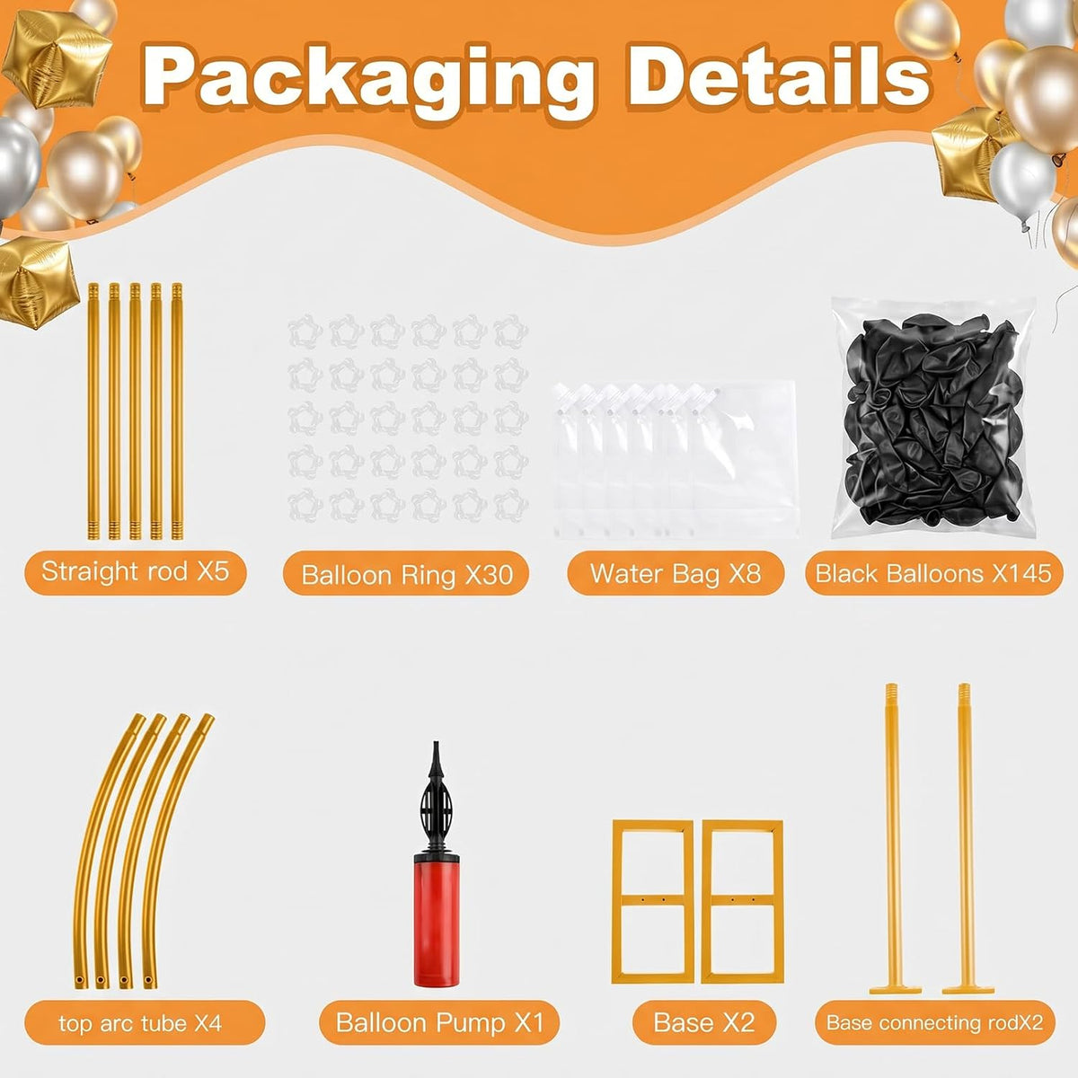 balloon arch stand kit set with 145pcs different shown in use