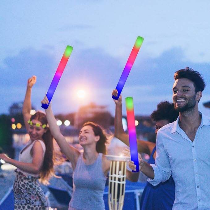LifBetter 112 pcs Glow Foam Sticks, LED Glow Sticks 3 Modes Colorful Flashing, Foam Glow Sticks Bulk, Glow In The Dark Party Supplies for Weddings Parties Festivals Raves Concerts Sporting Events