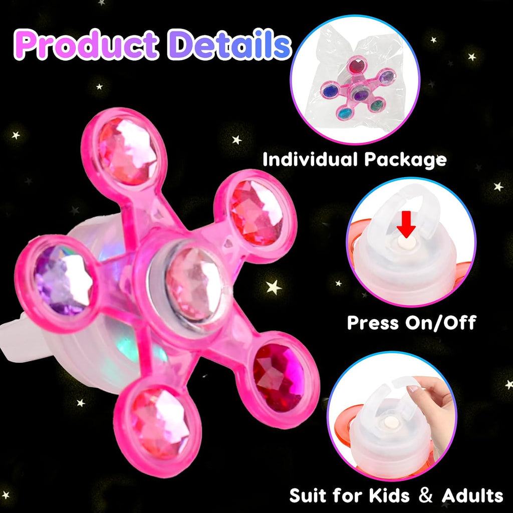 24PCS Light Up Fidget Spinner Rings Glow Party Favors Bulk for Kids 4-8 8-12 Birthday Goodie Treat Bags Stuffers Pinata Fillers Carnival Prizes Classroom Treasure Box Toys Back to School Student Gifts