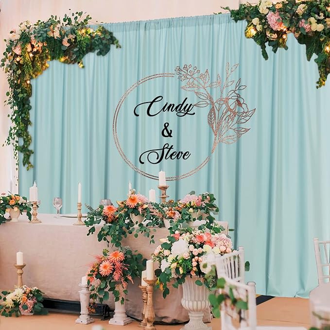 MYSKY HOME Light Green Backdrop Curtains for Parties, Weddings, Stage & Photography - 5ft x 10ft, 2 Panels