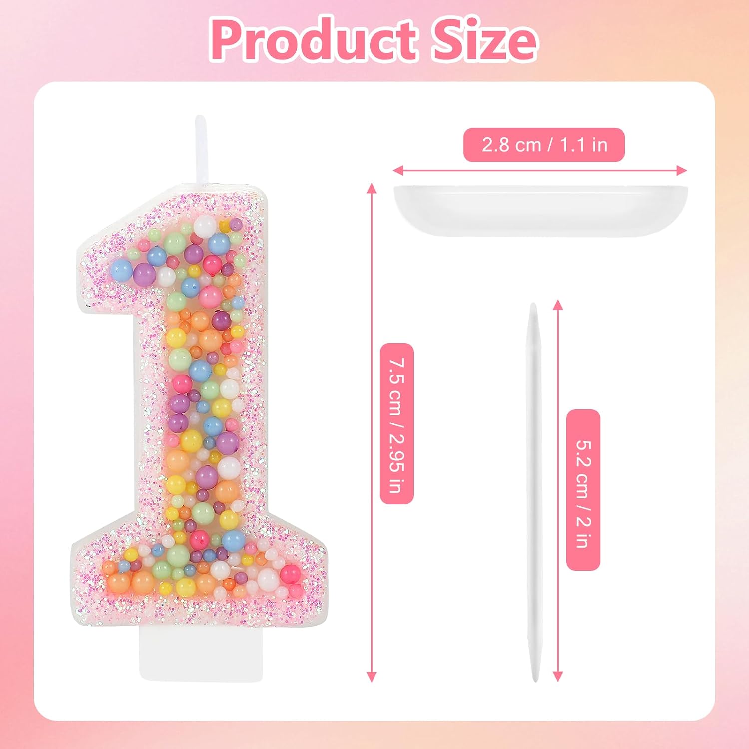 Pastel Macaron 1st Birthday Candle Sweet Pink Number 1 Candle Cake Topper Cupcake Decorations for Girls and Women Party Decor Anniversary Celebrations Supplies