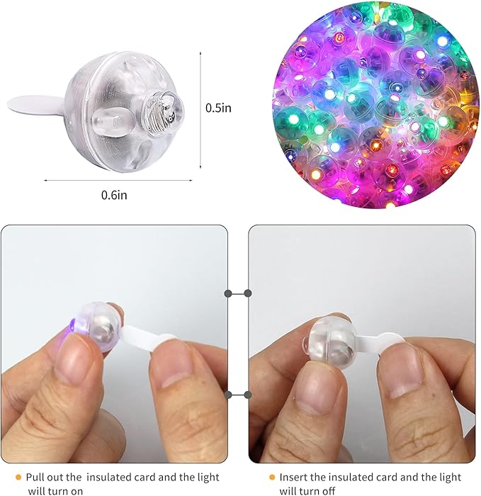 Aogist 100pcs Mini Lights,Long Standby Time Waterproof LED Balloon Light,Battery Powered,Ball Lamp for Balloon Paper Lantern Birthday Party Christmas Halloween (Multi-Colored, 100 PCS-Hook)
