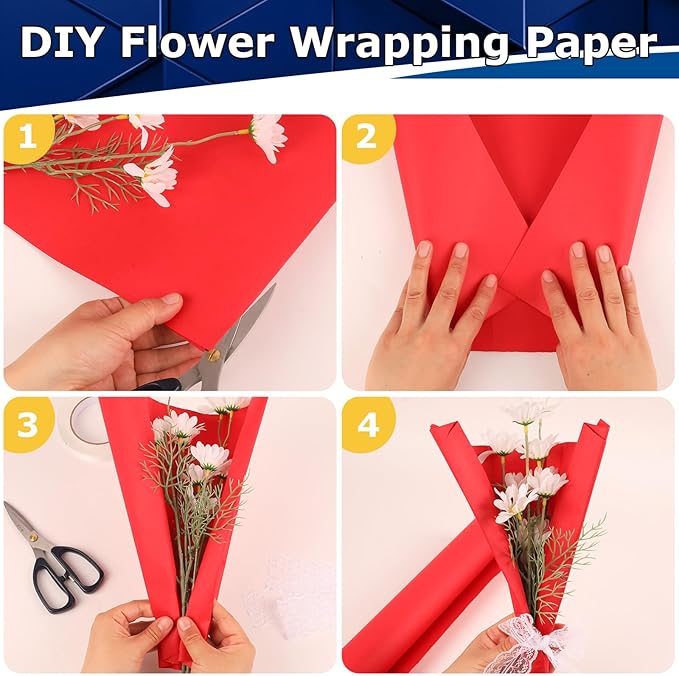 Vanhench 17.8"x1500" (125') Red Wrapping Paper, Wrapping Kraft Paper for Mothers Day, for Floral Bouquet/Gifts Wrapping, for Poster/Bulletin Board/Construction