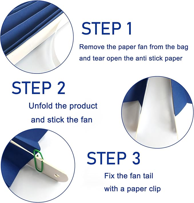 Blue Birthday Decorations,DIY Blue Paper Fans Hanging Decoration ,Party Decorations for Adults 8in, Royal Blue Birthday Decorations,Baby Shower Decorations 30 Color DIY Set (Navy Blue)