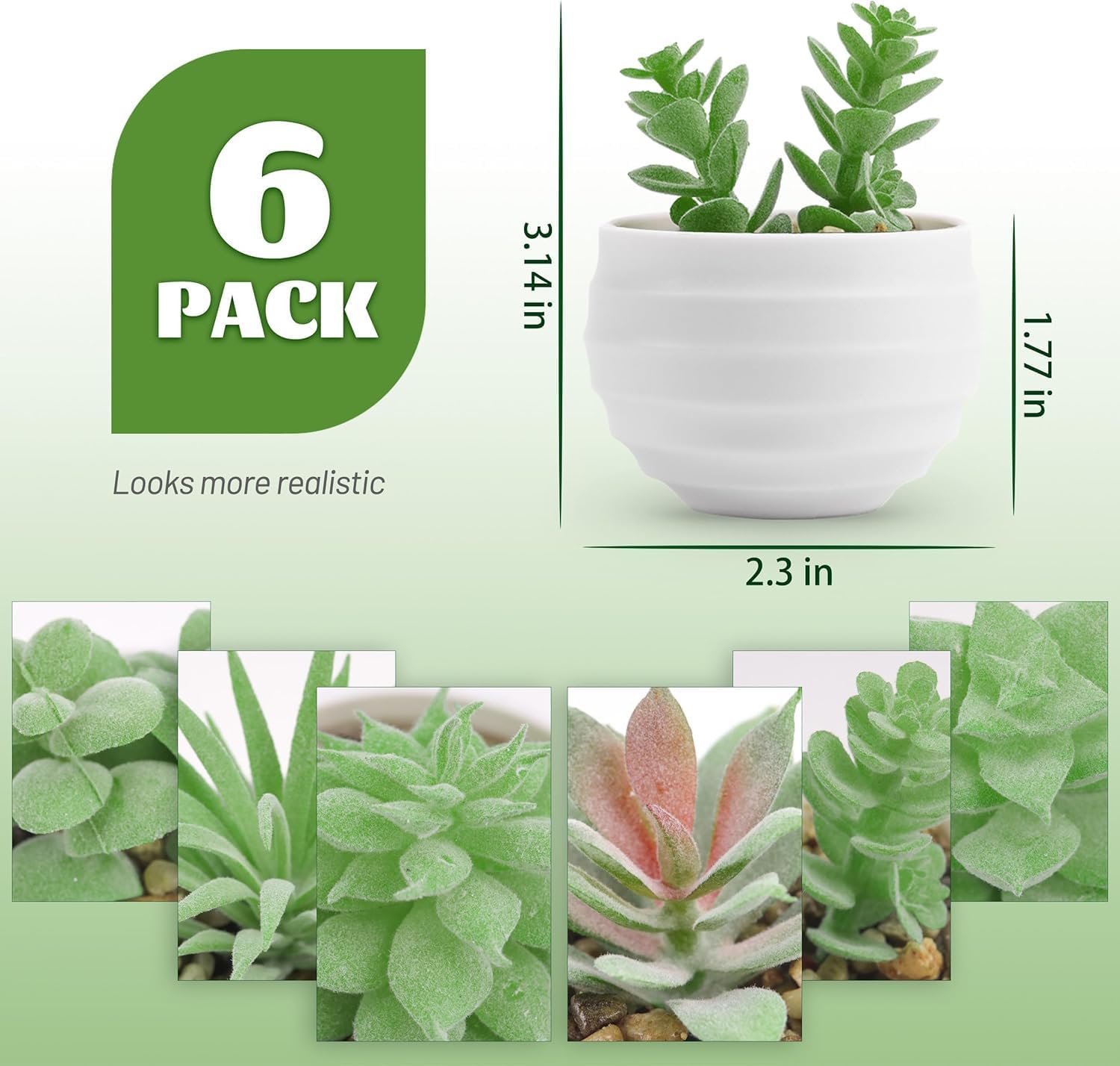 Der Rose Set of 6 Succulents Plants Artificial in Pots Small Fake Plants for Bedroom Aesthetic Living Room Shelf Bathroom Decor Office Desk Accessories