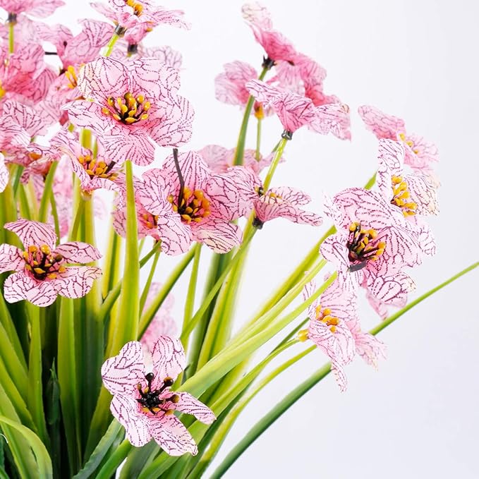 20 Bundles Artificial Flowers Outdoor UV Resistant Fake Flowers No Fade Faux Plastic Plants Garden Porch Window Box Decorating(Pink)…
