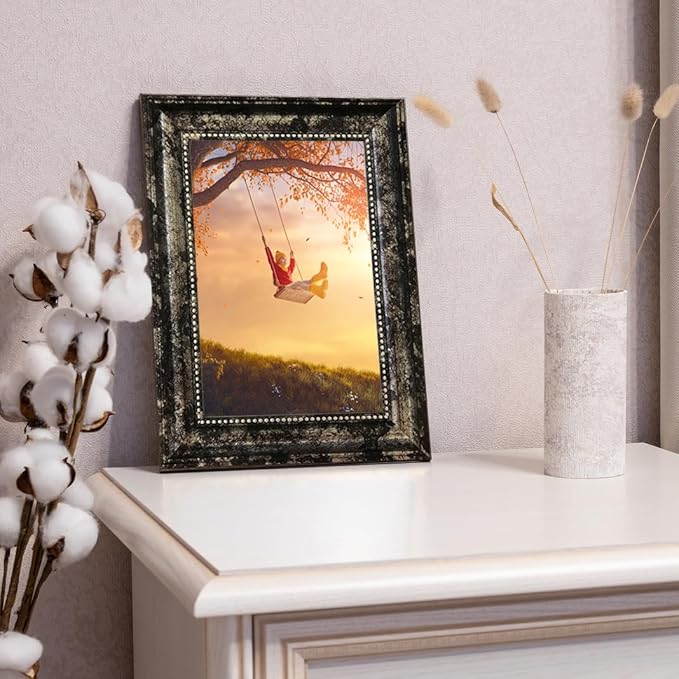 TKGYU 4x6 Picture Frame with Real Glass, 4 Pack Ornate Vintage Picture Frames for Wall or Tabletop Display, 4 x 6 Photo Frame for Wall home best gift