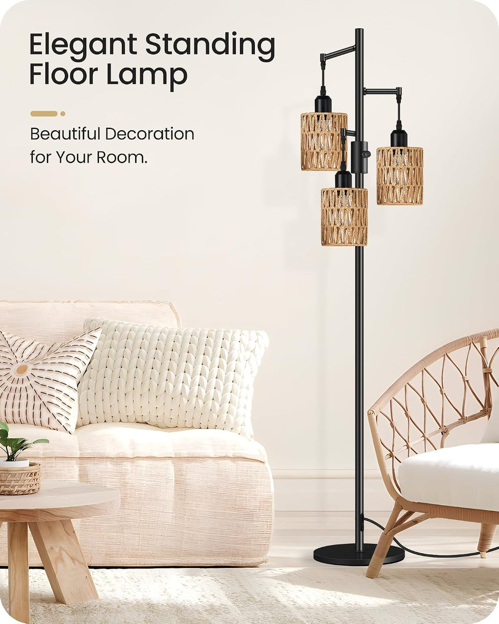 dimmable floor lamp, farmhouse tall standing 70.3" tree, side view