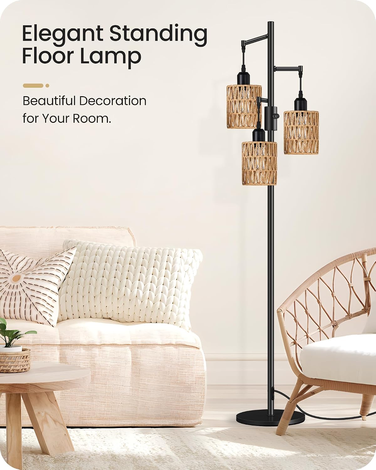 dimmable floor lamp, farmhouse tall standing 70.3" tree, side view
