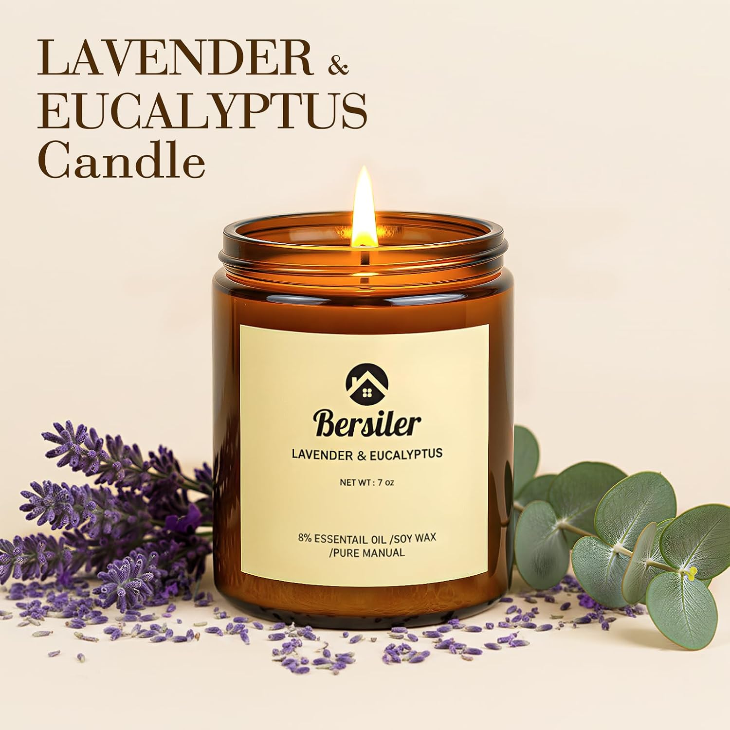 Aromatherapy Candles, Scented Candles, 7OZ Lavender Eucalyptus Candles Stress Relief and Relax for Home & Bedroom Gift for Women Birthday Christmas, Soy Wax Candle