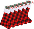 DIYASY Christmas Buffalo Plaid Stockings,6 Pack 18 Inches Large Black White Plaid Stockings
