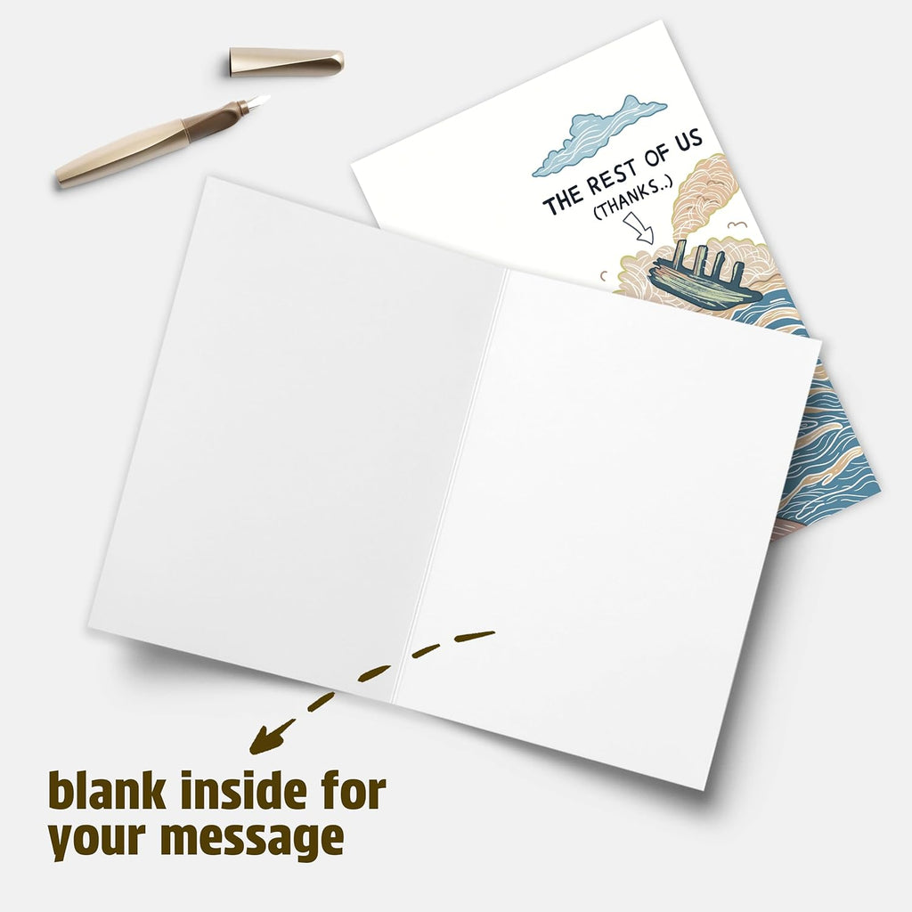 Funny Sinking Ship Card, Goodbye Farewell Cards for Coworker Employee Boss, Sarcastic Retirement or Work Leaving Gift for Him Her, Office Thank You Card