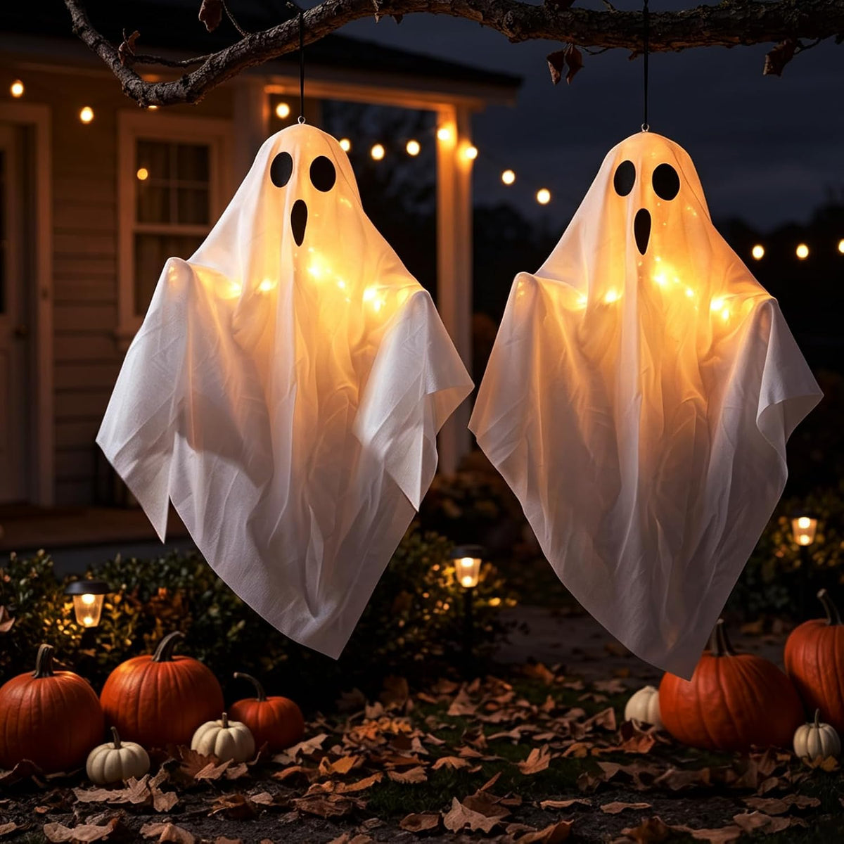 Halloween Hanging Ghost Decor Lights, Timer 8 Dynamic Lighting Modes Waterpro...
