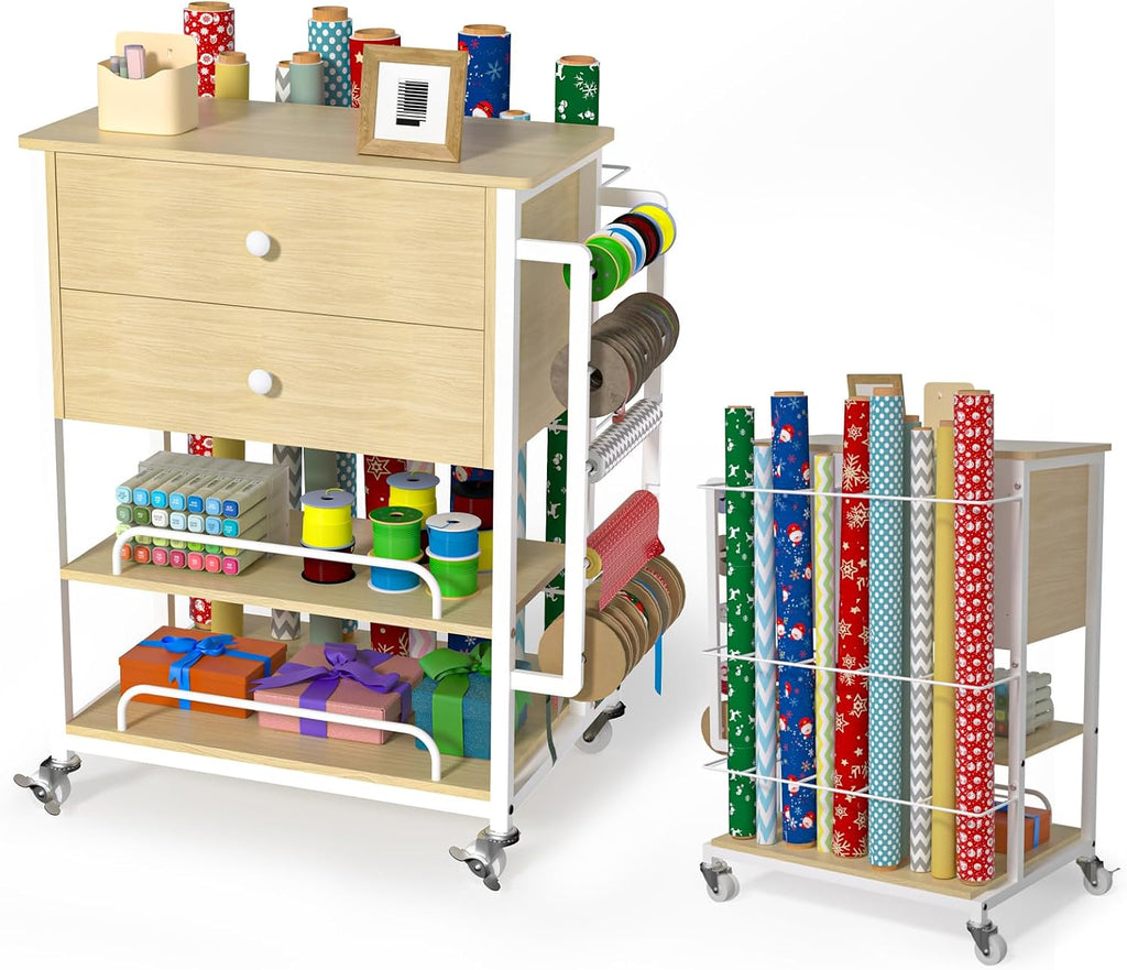 wrapping paper storage & organizer, craft cart with, main product view