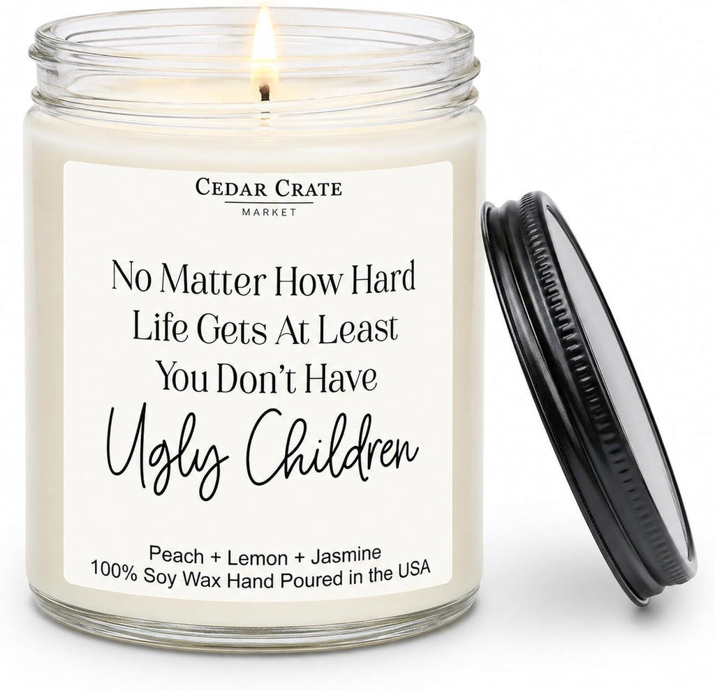 Funny Candle for Parents, Mothers, Dads - Funny Gift for Best Mom Ever, Birthday Gift, Citrus + Peach Scented Soy Wax Handmade in the USA, Present for Mom Dad, Aunt, Adults Humor Home Decor
