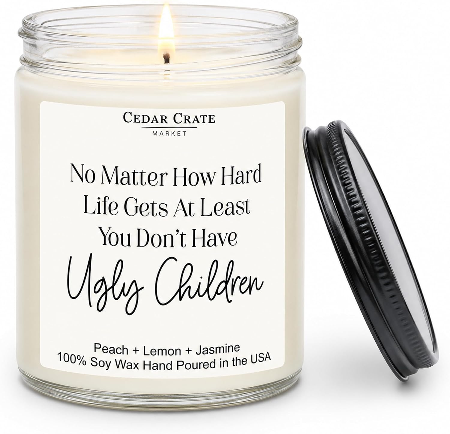 Funny Candle for Parents, Mothers, Dads - Funny Gift for Best Mom Ever, Birthday Gift, Citrus + Peach Scented Soy Wax Handmade in the USA, Present for Mom Dad, Aunt, Adults Humor Home Decor