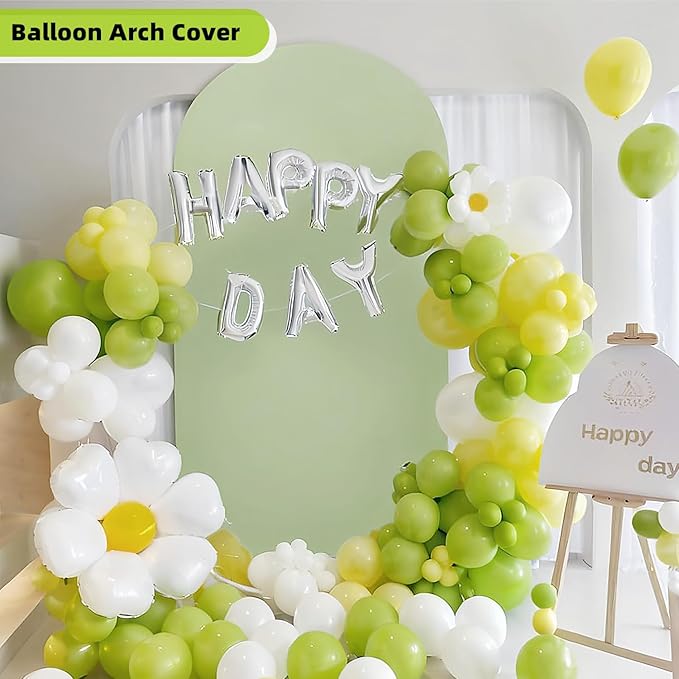 HEMMOTOP Green Arch Cover, 7.2 ft Spandex Wedding Balloon Arch Covers Stretchy Backdrop, Round Top Photo Stand Cover for Birthday, Baby Shower, Party, Reusable Double-Sided (Matcha Green, 7.2 ft)