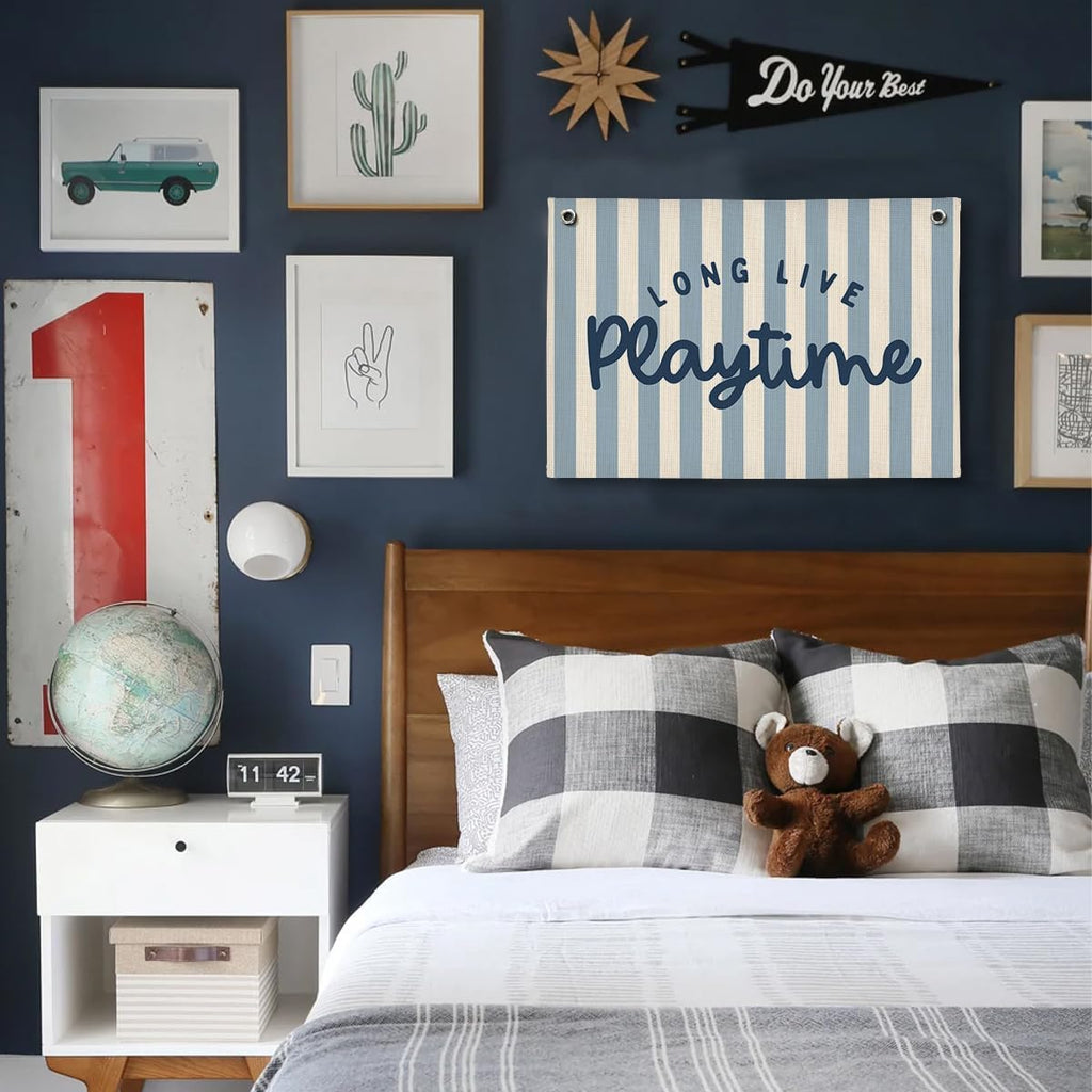 Playroom Wall Decor, Toddler Playroom Decor Hanging Linen Banner,Play Room Wall Decor for Nursery Nursery, 20x30 Inch