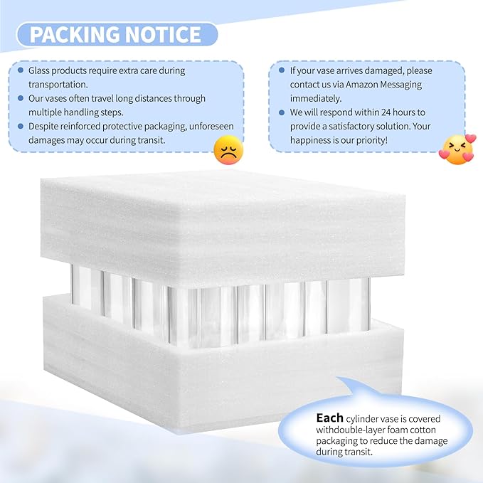 12Pack Glass Cylinder Vases for Centerpieces - 12 Inch Tall Flower Vase for Wedding Decorations, Floating Candle Holder Vase Bulk,Glass Hurricane Candle Holders for Table Shelf, Party, Home Decor
