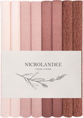 NICROLANDEE 8 Rolls Rose Gold Premium Crepe Paper Rolls for DIY Gift Wrapping Paper Crafts Birthday Wedding Holiday Paper Flower, 20 inches Wide by 6.56 ft Long, 4 Colors