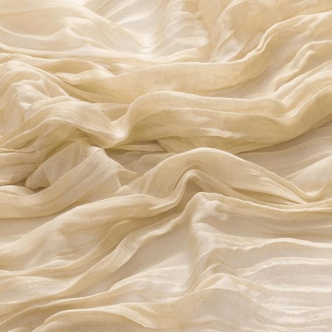 MLMW 3 Pack Champagne Gold Table Runner Cheesecloth Boho Gauze Rustic Cheese Cloth 160 inch Sheer Wedding Table Runner 13.3ft for Thanksgiving Party Baby Bridal Shower Birthday