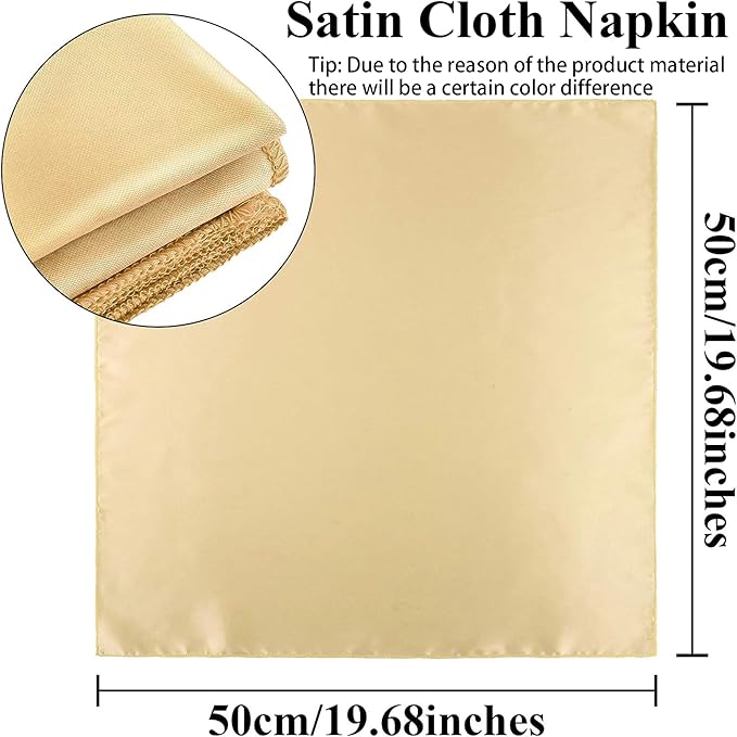 Aneco 24 Pieces Satin Napkin Square 20 x 20 Inches Dinner Napkins Weddings Party Napkin Soft Table Napkins for Romantic Weddings Party Dinner Decoration (Gold)