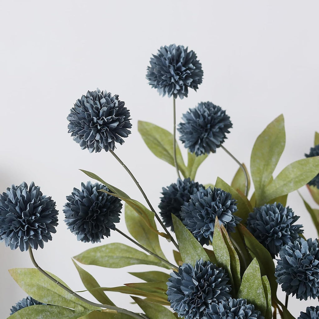 27"artificial pompon mum silk flower stems for vase, front angle view
