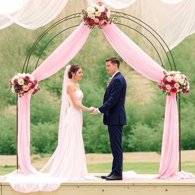 Arch Drapes for Wedding Arch Draping Fabric Blush Sheer Backdrop Curtain for Ceremony Bridal Party Decor 19Ft Length x 28" Width 2 Panel