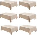 Fitable Faux Linen Tablecloths Rectangle 60 x 120 Inch - 6 Pack Neutral Table Clothes for 8 Foot Tables, Beige Faux Burlap Kitchen Table Covers for Dining, Party, Farmhouse, Banquet, Buffet