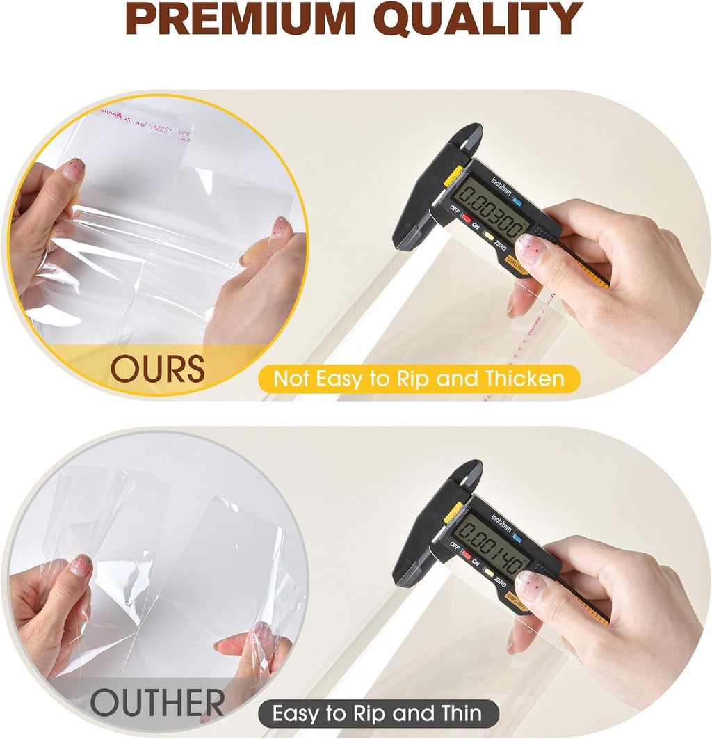 300 Pcs Cookie Bags with Seal, 4x6 Inches Self Sealing Cellophane Bags, Clear Cookie Bag Resealable Treat Bags for Packaging Cookies, Candy, Gifts, Favors, 3 Mils Individual Self Adhesive Wrappers