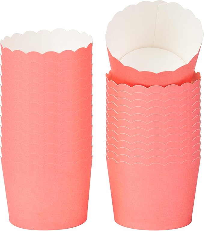 Panificio 3 Ounce Cupcake Wrappers, 200 Scalloped Baking Cups - Oven-Ready, Greaseproof, Red Paper Cupcake Liners, Disposable, For Birthdays, Baby Showers, Or Weddings - Restaurantware