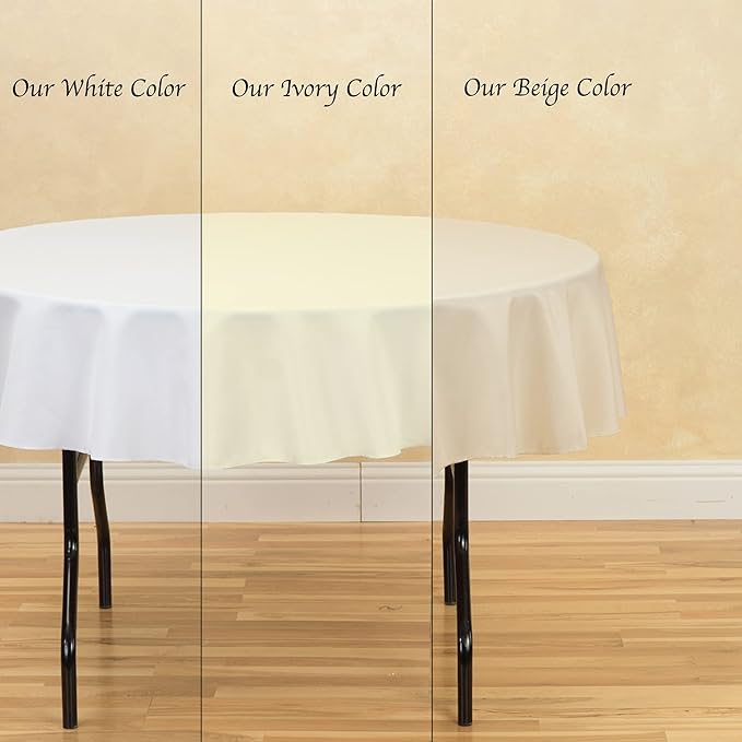 LinenTablecloth 70-Inch Round Polyester Tablecloth Ivory