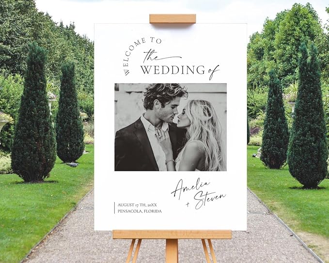 Modern Photo Wedding Welcome Sign, Minimalist To The Wedding Of Signs