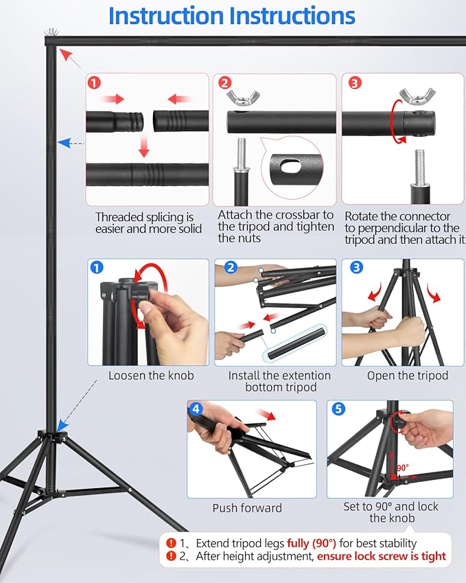 Hemmotop Backdrop Stand 10x8ft, Heavy Duty Photography Background Stand for Parties, Adjustable Photo Backdrop Stands Kit for Wedding, Photo Booth, Party, Decoration, Balloon, Projector Screen