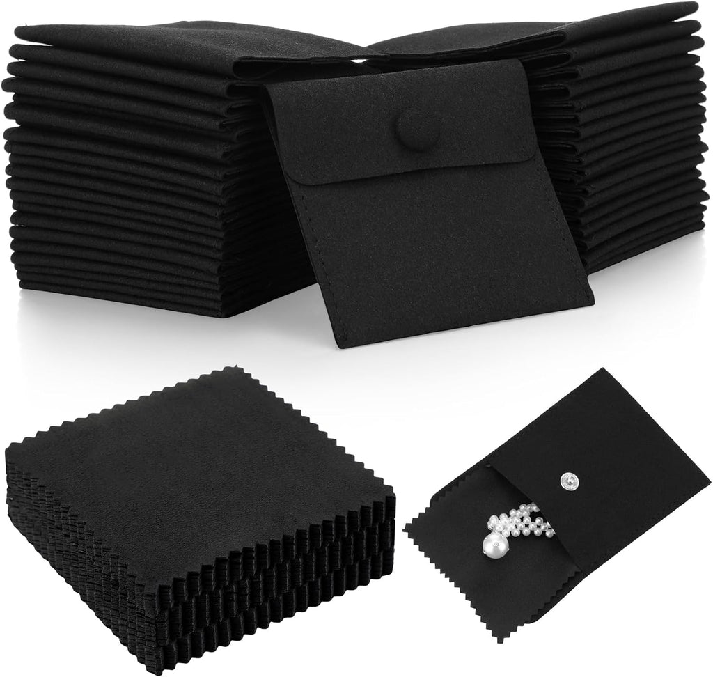 microfiber jewelry pouch with cleaning cloth 3.2"x3.2" jewelry, main product view