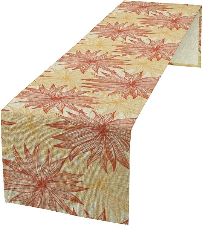 Autumn Chrysanthemum Table Runner, Vintage Modern Geometric Floral Boho Table Runner for Kitchen Dining Bedroom Living Room Table Decor for Indoor Outdoor Home Party, 13x70 Inch