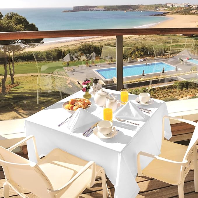fani 12 Pack Square Tablecloth 52 x 52 Inch, White Tablecloth for Square Table, Washable Polyester Table Cloth, Fabric Table Cover for Wedding Parties Restaurant Buffet