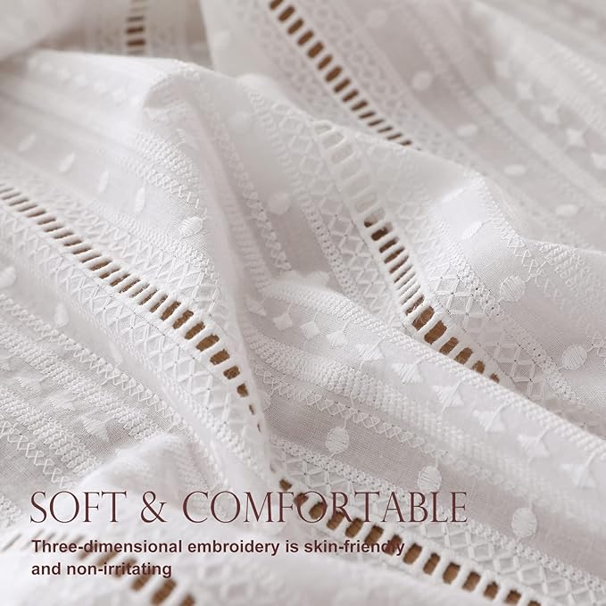patdrea Designer Vintage Cotton White Lace Tablecloth for Rectangle Tables,French Country Cottage Embroidered Table Cloth Art Decor for Kitchen Wedding Patries Banquet Christmas,59"*83"