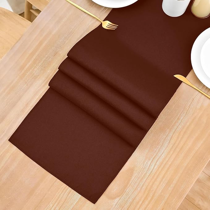 2 Pack Chocolate Small Short Table Runner 12 x 36 Inch Solid Color Runners Coffee Table Dresser for Daily Party Home Decoration