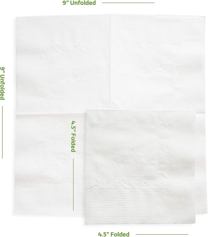 GUSTO [500 Count - 4.5 x 4.5 Folded] White Beverage Napkins - 1-Ply Bulk Cocktail Napkins, Restaurant Bar Paper Napkins and Party Napkins - 9x9 Unfolded (Formerly Comfy Package)