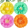 SUNBEAUTY Giant Colorful Paper Flowers Party Decorations 20" Large Fiesta Bulletin Board Tissue Pom poms Room Wall Decor for Birthday Wedding Bridal Babyshower Backdrop Hanging Tea Party Supplies