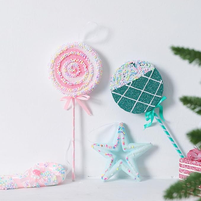 LANGXUN 6pcs Lollipop Candy Land 2025 Xmas Birthday Party Wedding Suppiles Decoration, Hanging Candy Cane Christmas Tree Décor, Christmas Decorative Hanging Ornaments Crafts