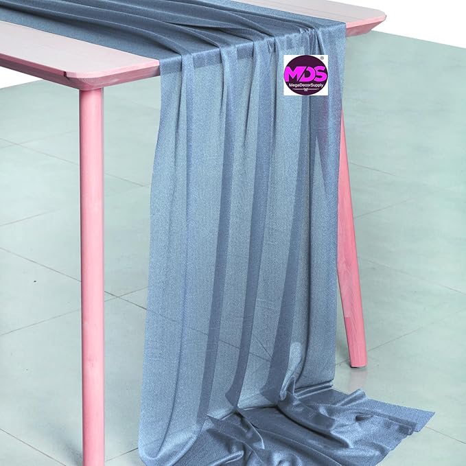 MDS Halloween Chiffon Table Runner - 25 Pack, 29 x 120 Inches, 10ft Each - Sheer Spooky Table Runners for Haunted House Parties, Trick-or-Treat Tables, Witchy Décor, Wedding & Events - Dusty Blue